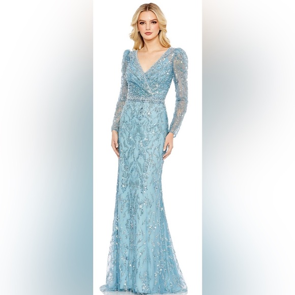 Mac Duggal 20442 NWT Surplice Bodice Embellished Dress - Picture 1 of 7